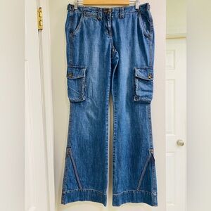 Y2K vintage LOW RISE The Limited Drew Blue Flare Cargo Jeans size 6 Bella Swan